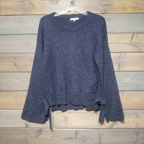 Madewell Tie-Cuff Pullover Sweater Navy Womans size Small - Picture 2 of 10